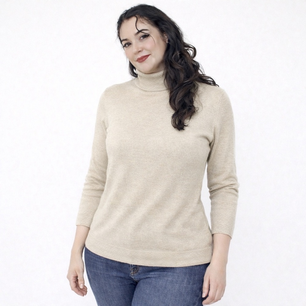 Ann Taylor Factory Beige Turtleneck Sweater Size L| Soft
Knit Neutral Classic